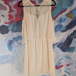 BCBGeneration Cream Midi Sundress Sweetheart Neckline
